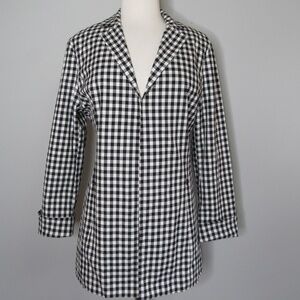 Tyler Boe Stretch Cotton Gingham Jacket Black &White Check Blazer Size 10